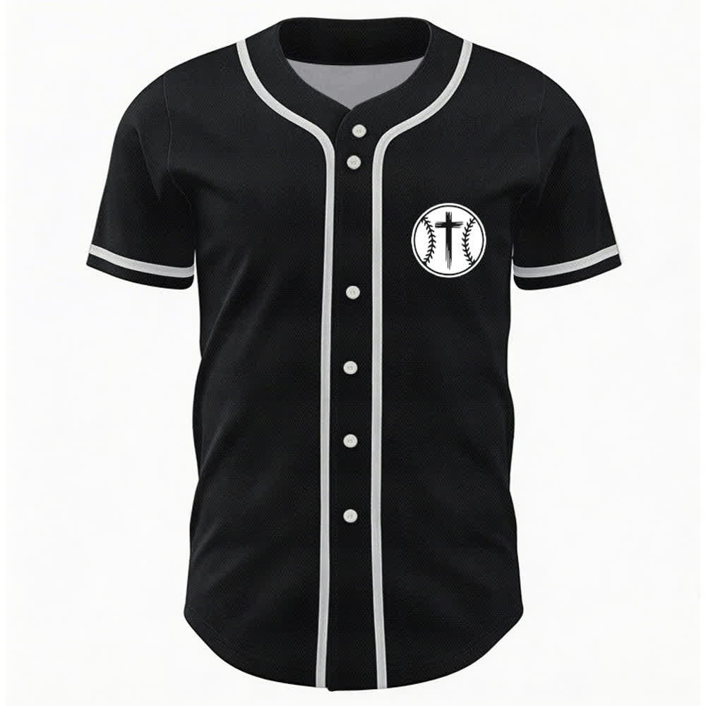 Christianartworkshop Black Mesh Verse Back Baseball Jersey - image 2