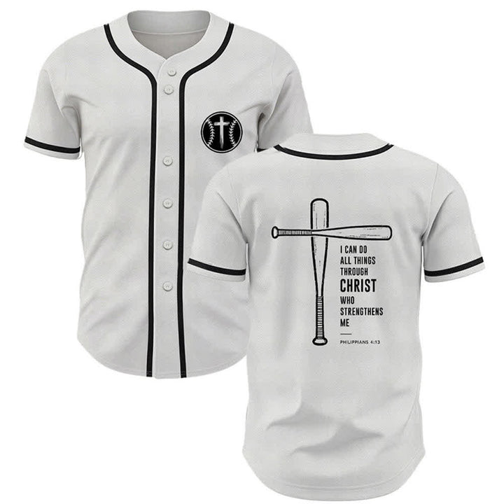 Christianartworkshop I CAN DO ALL THINGS THROUGH CHRIST Baseball Jersey - White - 5XL - image 7