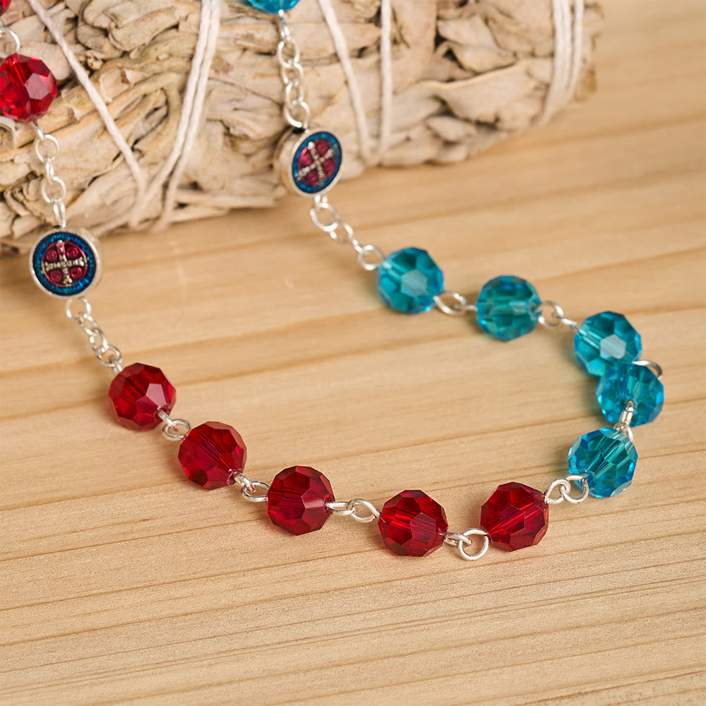 Christianartworkshop Faceted Crystal St. Benedict Rosary With Enamel Crucifix: Emblem of Solid Heavenly Shelter - image 3