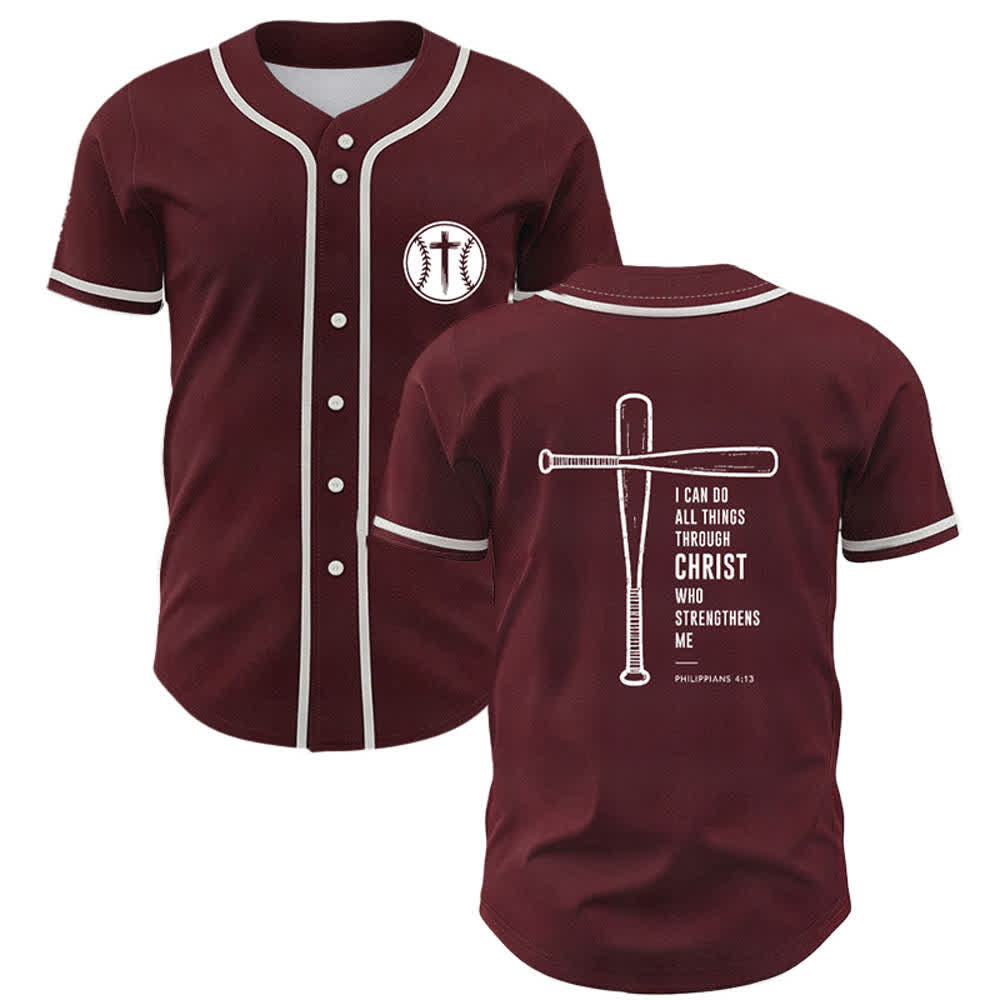 Christianartworkshop Black Mesh Verse Back Baseball Jersey - Wine - 5XL - image 14