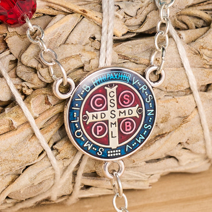 Christianartworkshop Faceted Crystal St. Benedict Rosary With Enamel Crucifix: Emblem of Solid Heavenly Shelter - image 5