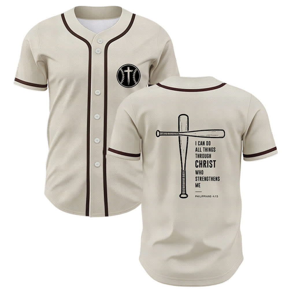 Christianartworkshop Black Mesh Verse Back Baseball Jersey - Beige - 5XL - image 28
