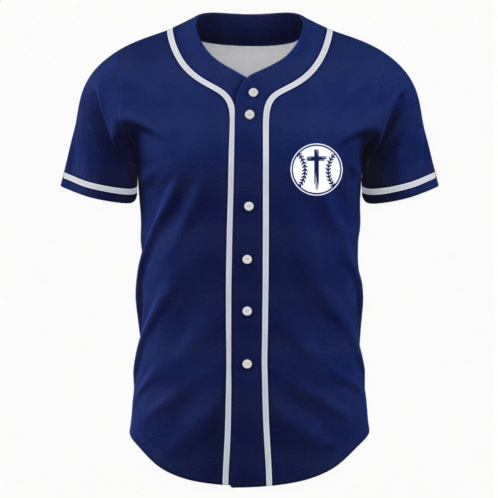 Christianartworkshop Black Mesh Verse Back Baseball Jersey - image 36