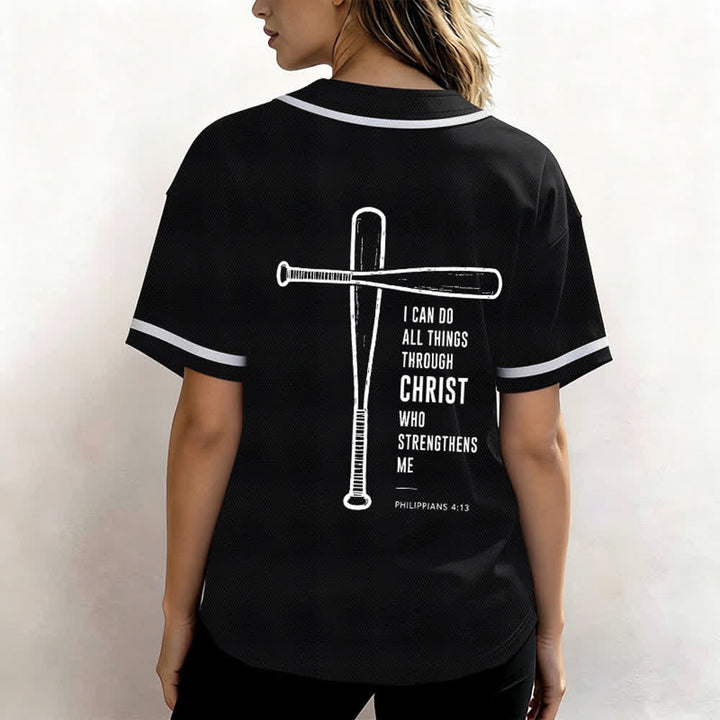 Christianartworkshop Black Mesh Verse Back Baseball Jersey - image 3