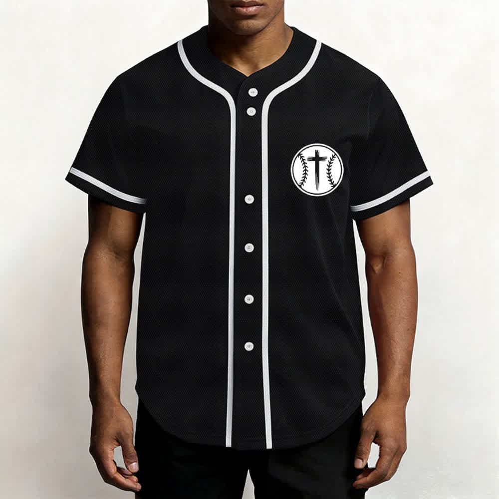 Christianartworkshop Black Mesh Verse Back Baseball Jersey - image 6