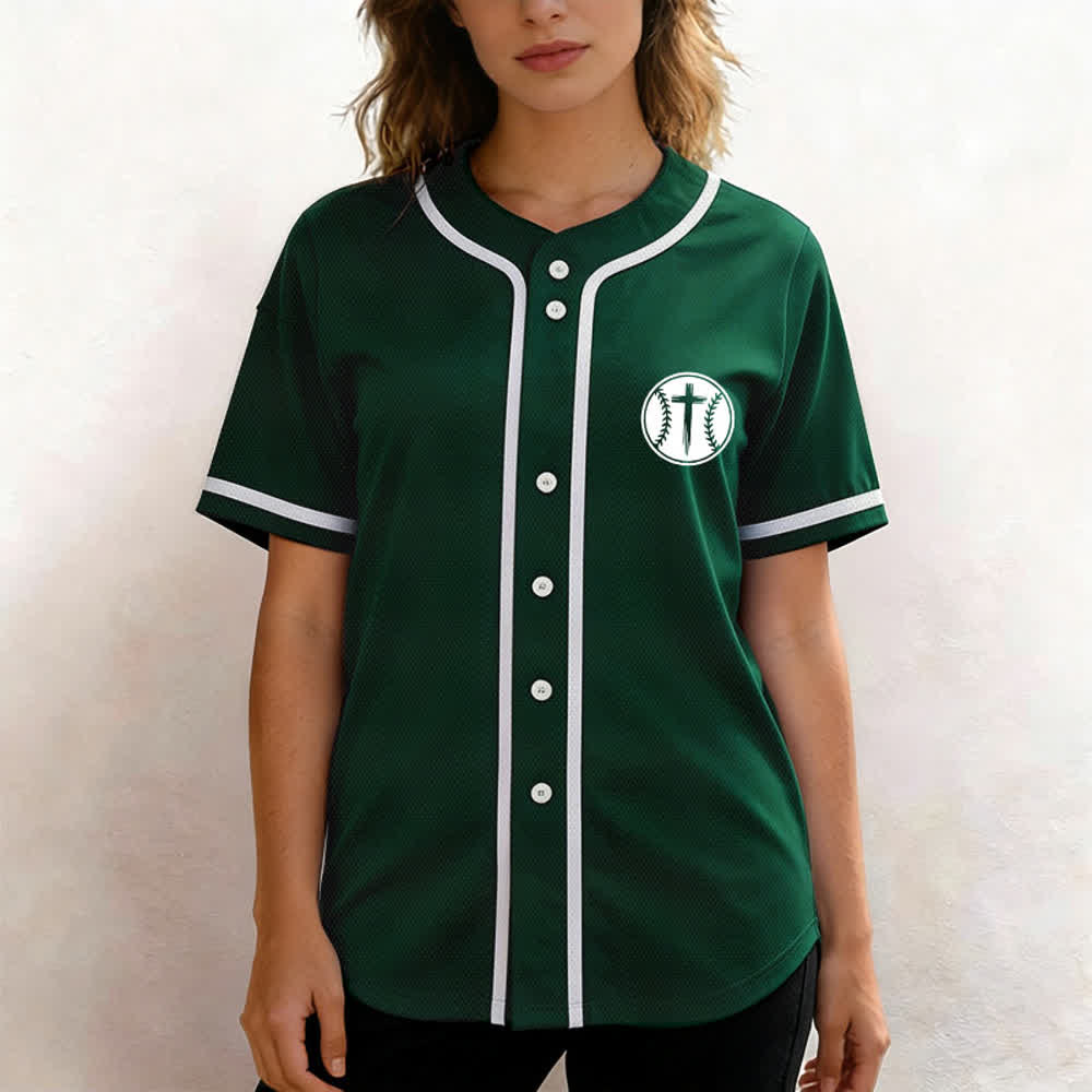Christianartworkshop Black Mesh Verse Back Baseball Jersey - image 25