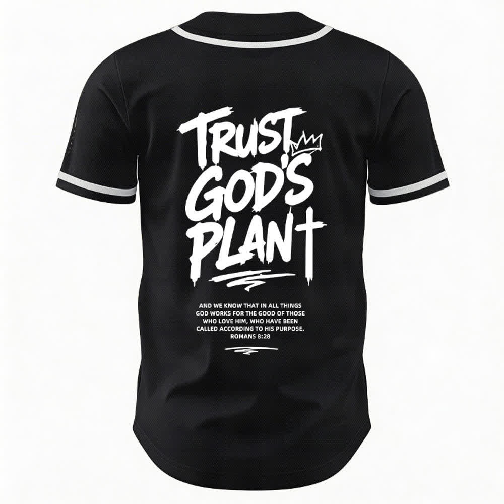 Christianartworkshop Trust God's Plan Mesh Button Up Baseball Jersey - image 1