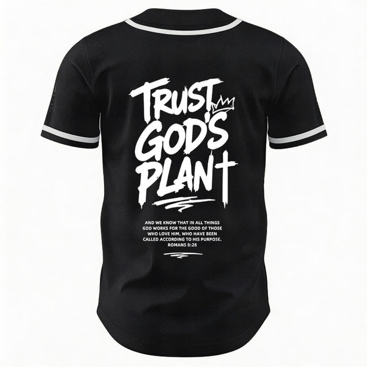Christianartworkshop Trust God's Plan Mesh Button Up Baseball Jersey - image 1