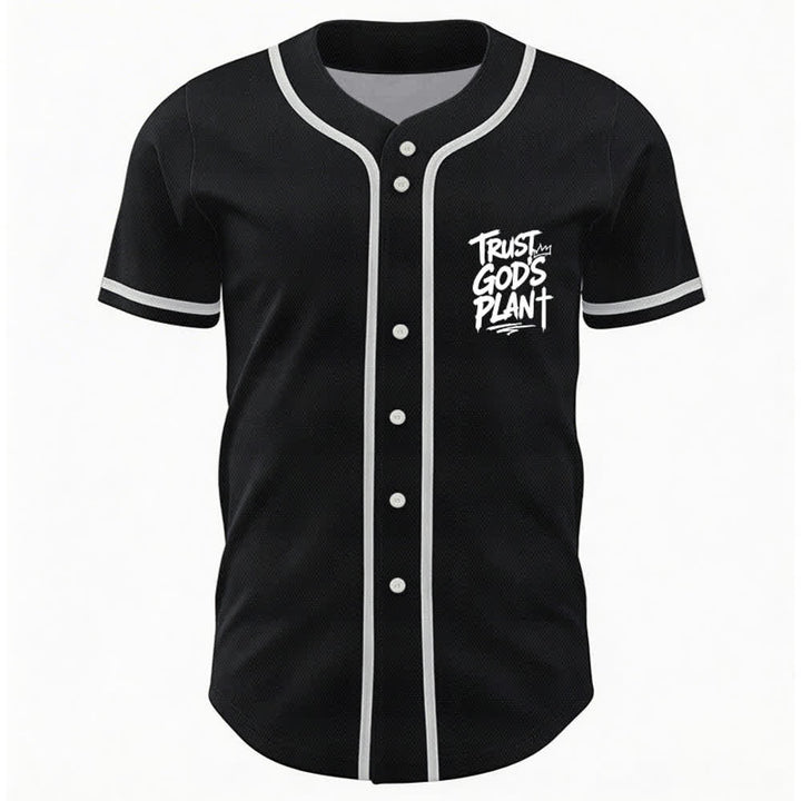 Christianartworkshop Trust God's Plan Mesh Button Up Baseball Jersey - image 2