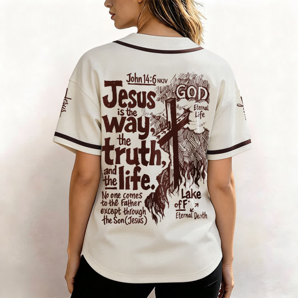 Christianartworkshop Jesus Is The Way Mesh Baseball Jersey - image 3