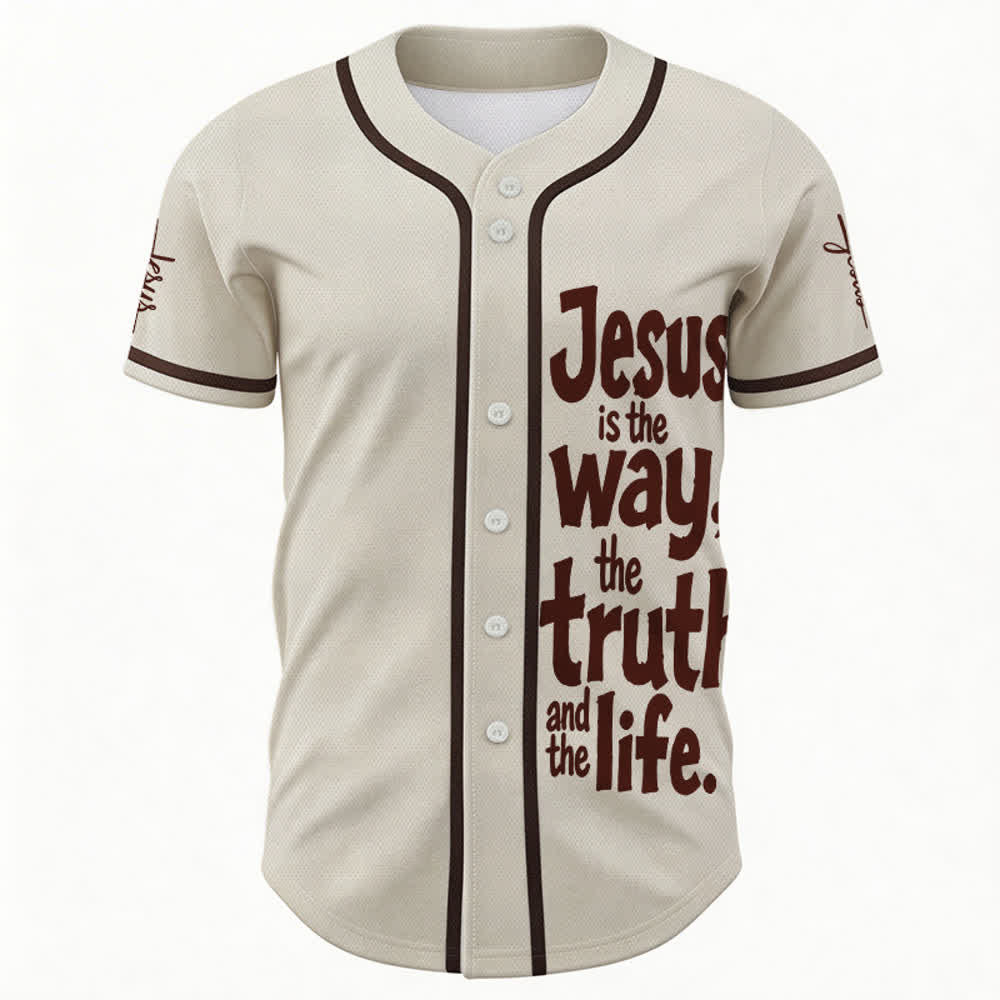 Christianartworkshop Jesus Is The Way Mesh Baseball Jersey - image 2