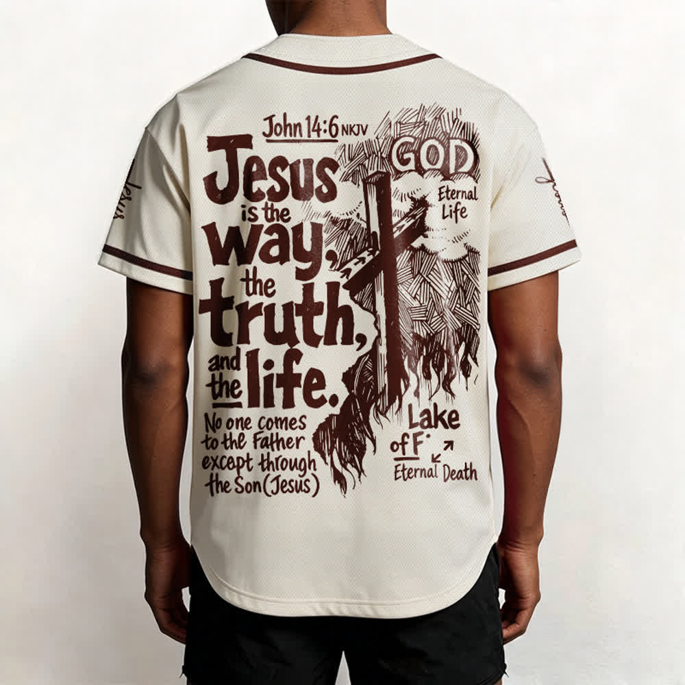 Christianartworkshop Jesus Is The Way Mesh Baseball Jersey - image 5