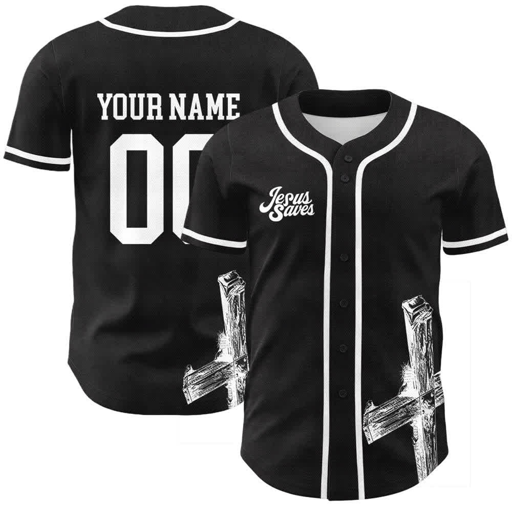 Christianartworkshop Jesus Saves Custom Name Baseball Jersey - Name & Number Customized - White - 5XL - image 12