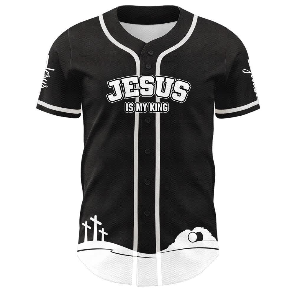 Christianartworkshop Jesus Is My King Personalized Mesh Baseball Jersey - image 5