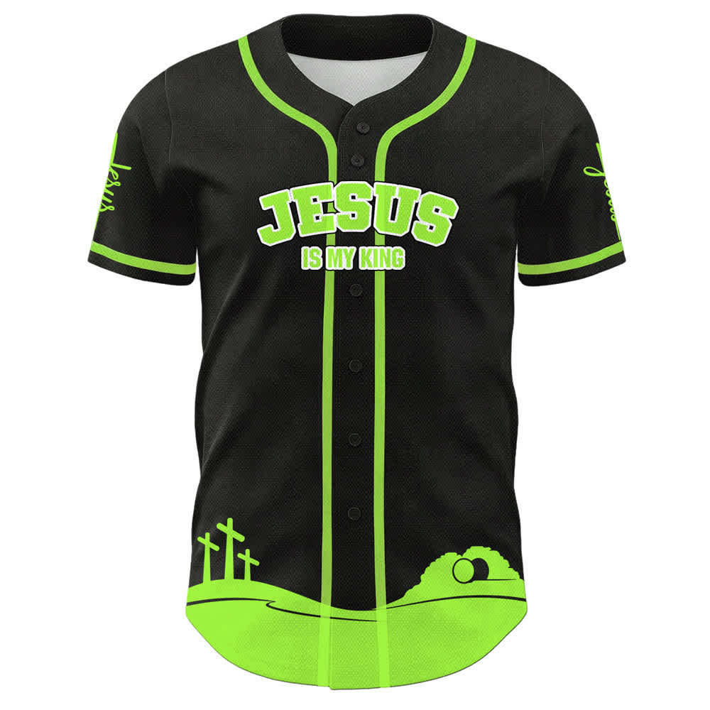 Christianartworkshop Jesus Is My King Personalized Mesh Baseball Jersey - image 26