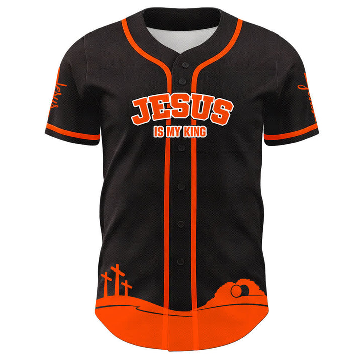 Christianartworkshop Jesus Is My King Personalized Mesh Baseball Jersey - image 2