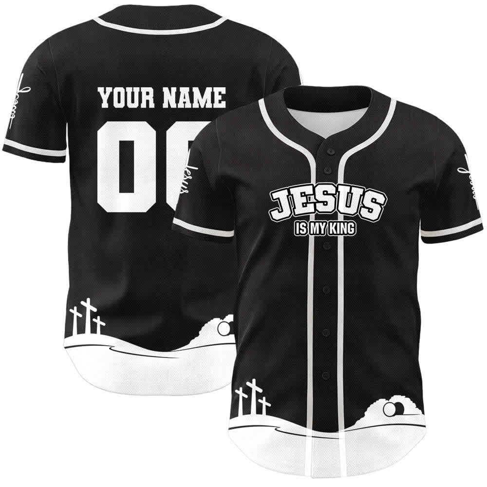 Christianartworkshop Jesus Is My King Personalized Mesh Baseball Jersey - Name & Number Customized - White - 5XL - image 3