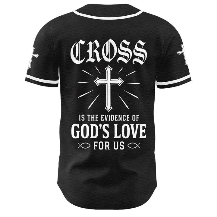 Christianartworkshop Jesus Cross Black Gold Button Up Baseball Jersey - image 4