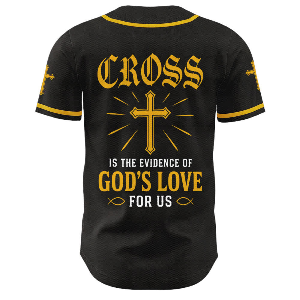 Christianartworkshop Jesus Cross Black Gold Button Up Baseball Jersey - image 1