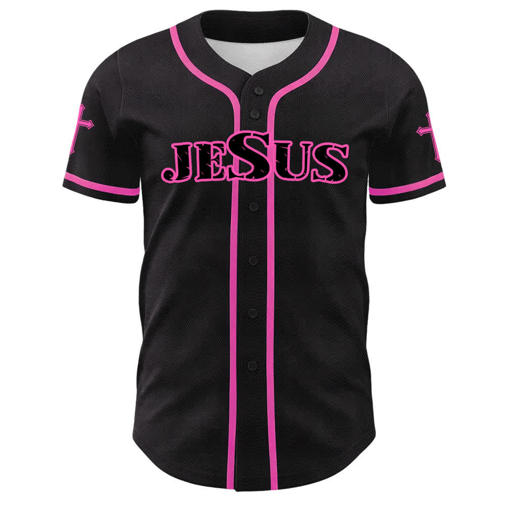 Christianartworkshop Jesus Cross Black Gold Button Up Baseball Jersey - image 11
