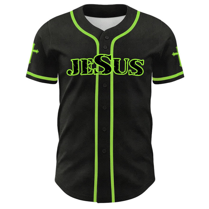 Christianartworkshop Jesus Cross Black Gold Button Up Baseball Jersey - image 20