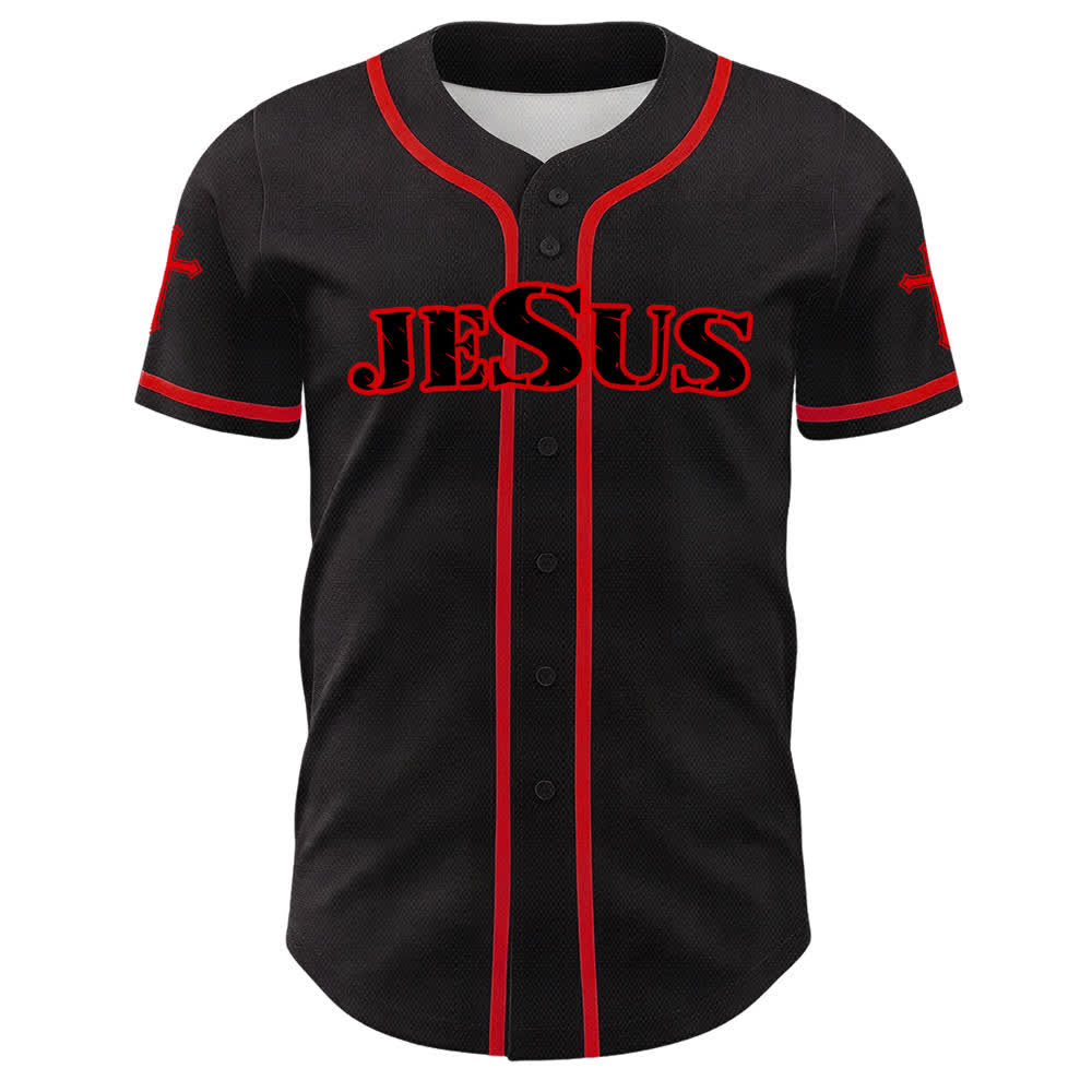 Christianartworkshop Jesus Cross Black Gold Button Up Baseball Jersey - image 26