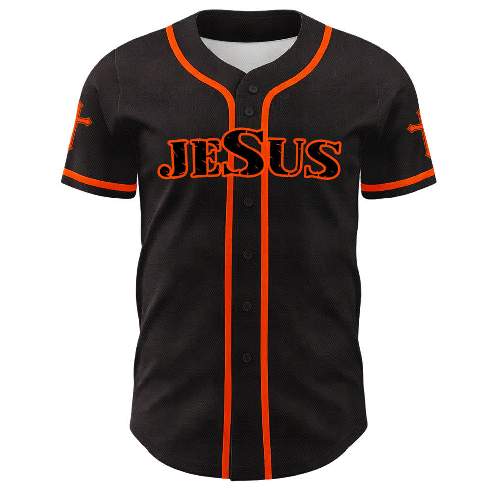 Christianartworkshop Jesus Cross Black Gold Button Up Baseball Jersey - image 23