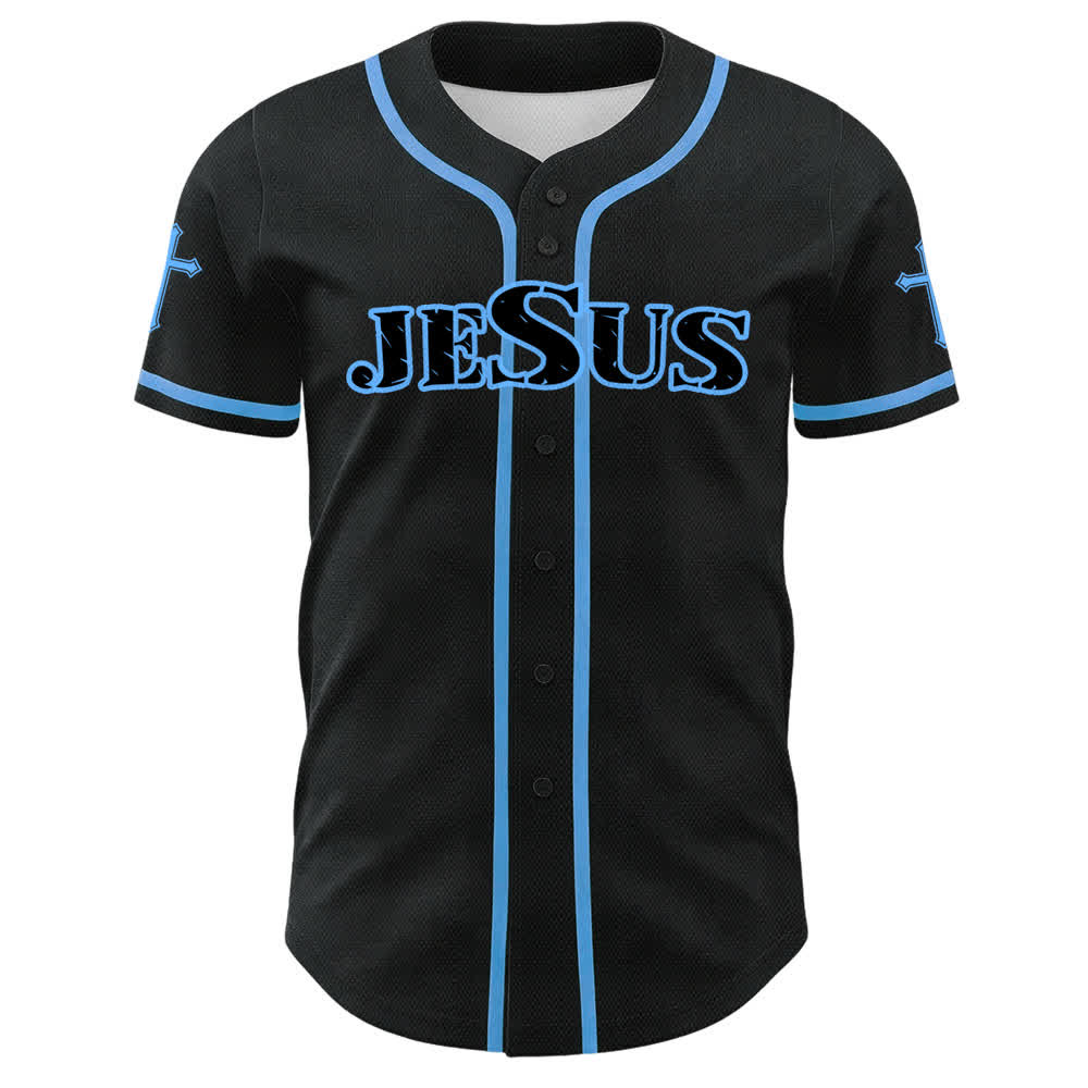 Christianartworkshop Jesus Cross Black Gold Button Up Baseball Jersey - image 17