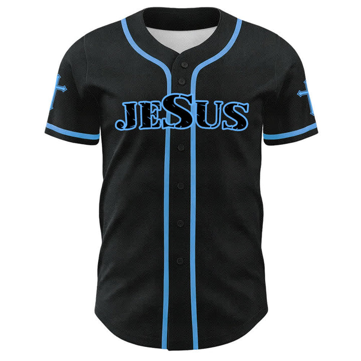 Christianartworkshop Jesus Cross Black Gold Button Up Baseball Jersey - image 17