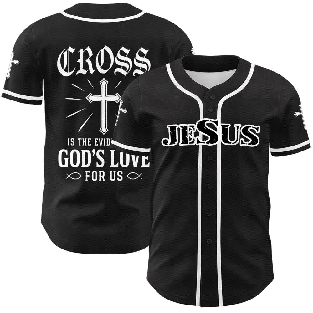 Christianartworkshop Jesus Cross Black Gold Button Up Baseball Jersey - White - 5XL - image 3