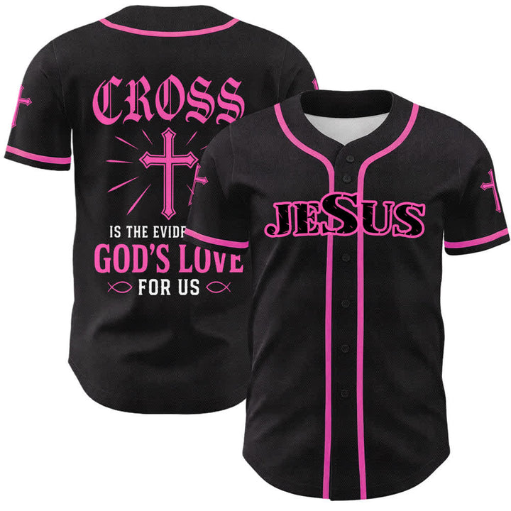 Christianartworkshop Jesus Cross Black Gold Button Up Baseball Jersey - Pink - 5XL - image 9