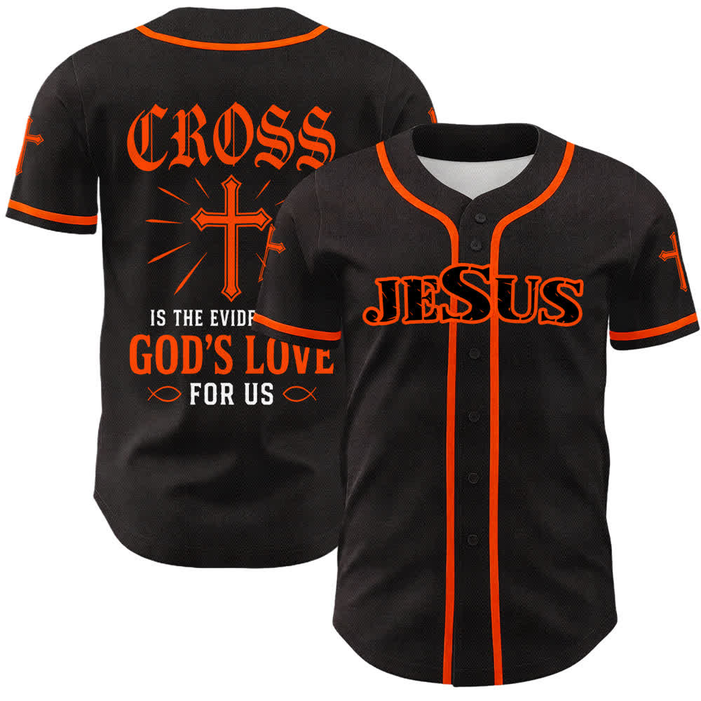 Christianartworkshop Jesus Cross Black Gold Button Up Baseball Jersey - Orange - 5XL - image 21