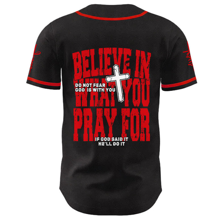 Christianartworkshop Jesus Black Red Button Up Baseball Jersey - image 1
