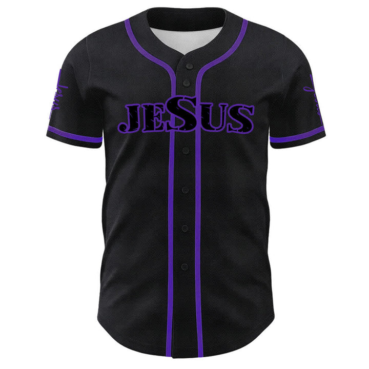 Christianartworkshop Jesus Black Red Button Up Baseball Jersey - image 11