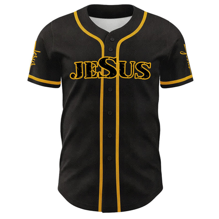 Christianartworkshop Jesus Black Red Button Up Baseball Jersey - image 20