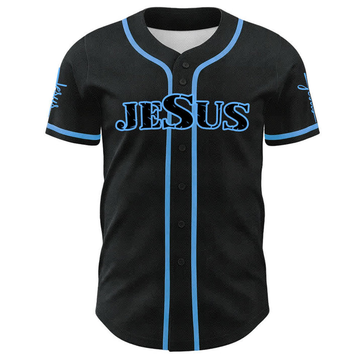 Christianartworkshop Jesus Black Red Button Up Baseball Jersey - image 17