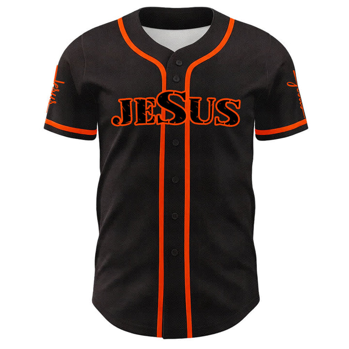 Christianartworkshop Jesus Black Red Button Up Baseball Jersey - image 26