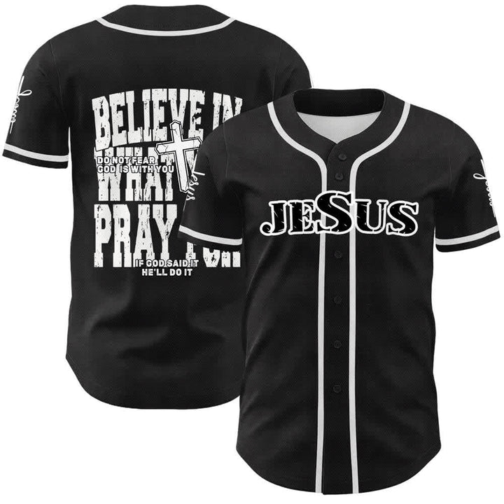 Christianartworkshop Jesus Black Red Button Up Baseball Jersey - White - 5XL - image 3