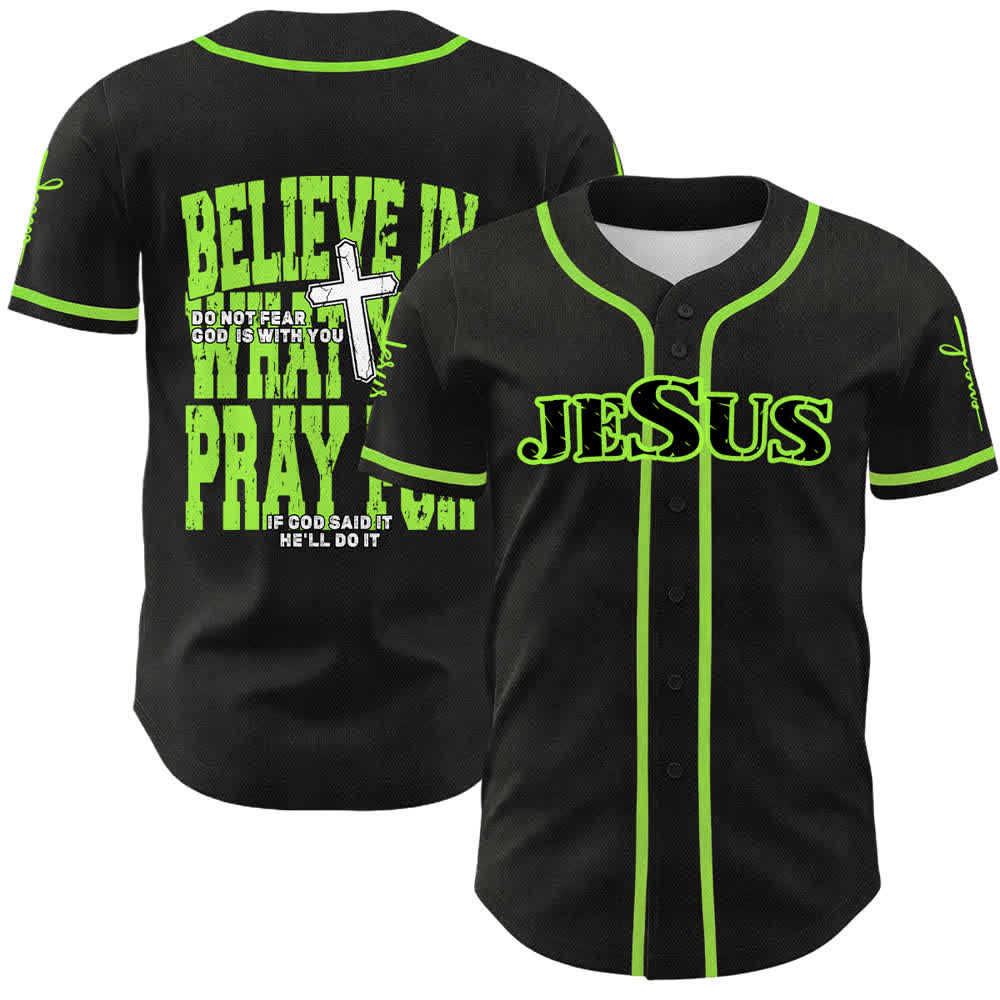 Christianartworkshop Jesus Black Red Button Up Baseball Jersey - Green - 5XL - image 21