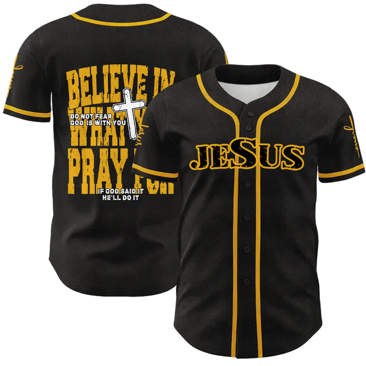 Christianartworkshop Jesus Black Red Button Up Baseball Jersey - Yellow - 5XL - image 18