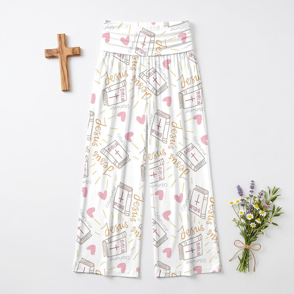 Christianartworkshop Jesus Script Heart Print Lounge Wide Leg Pants - US22,UK/AU26,EU54 - image 0