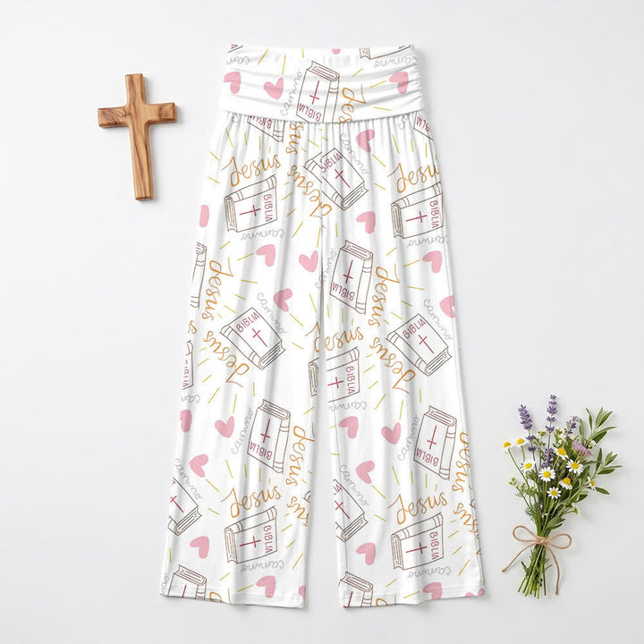 Christianartworkshop Jesus Script Heart Print Lounge Wide Leg Pants - US22,UK/AU26,EU54 - image 0