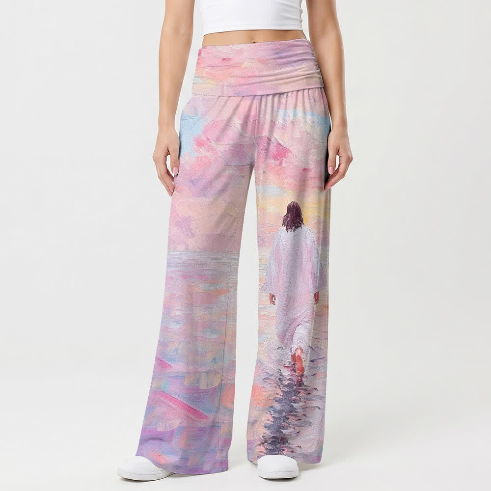 Christianartworkshop Watercolor Grace Foldover Women's Wide Leg Pants - image 1