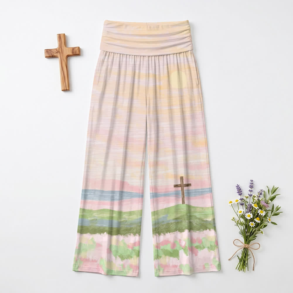 Christianartworkshop Watercolor Cross Landscape Lounge Wide Leg Pants - US22,UK/AU26,EU54 - image 0
