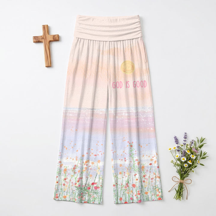 Christianartworkshop God Is Good Floral Ombre Lounge Womens Wide Leg Pants - US22,UK/AU26,EU54 - image 0