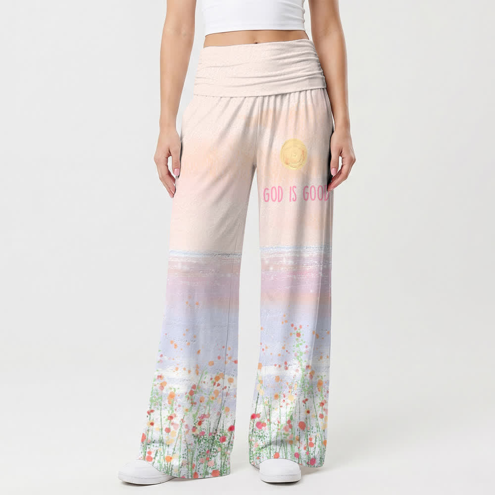 Christianartworkshop God Is Good Floral Ombre Lounge Womens Wide Leg Pants - image 1