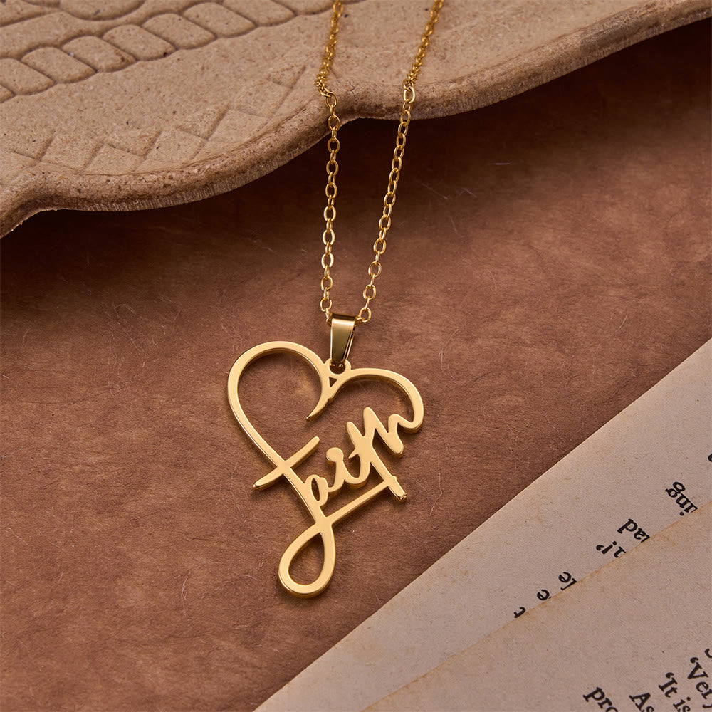 Christianartworkshop Open‑Cut Heart Faith Script Pendant Necklace: Emblem of Enduring Heavenly Hope - image 4