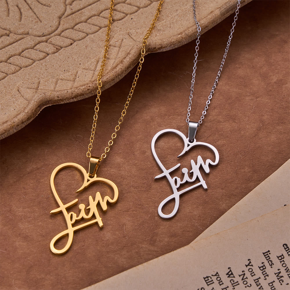 Christianartworkshop Open‑Cut Heart Faith Script Pendant Necklace: Emblem of Enduring Heavenly Hope - image 5