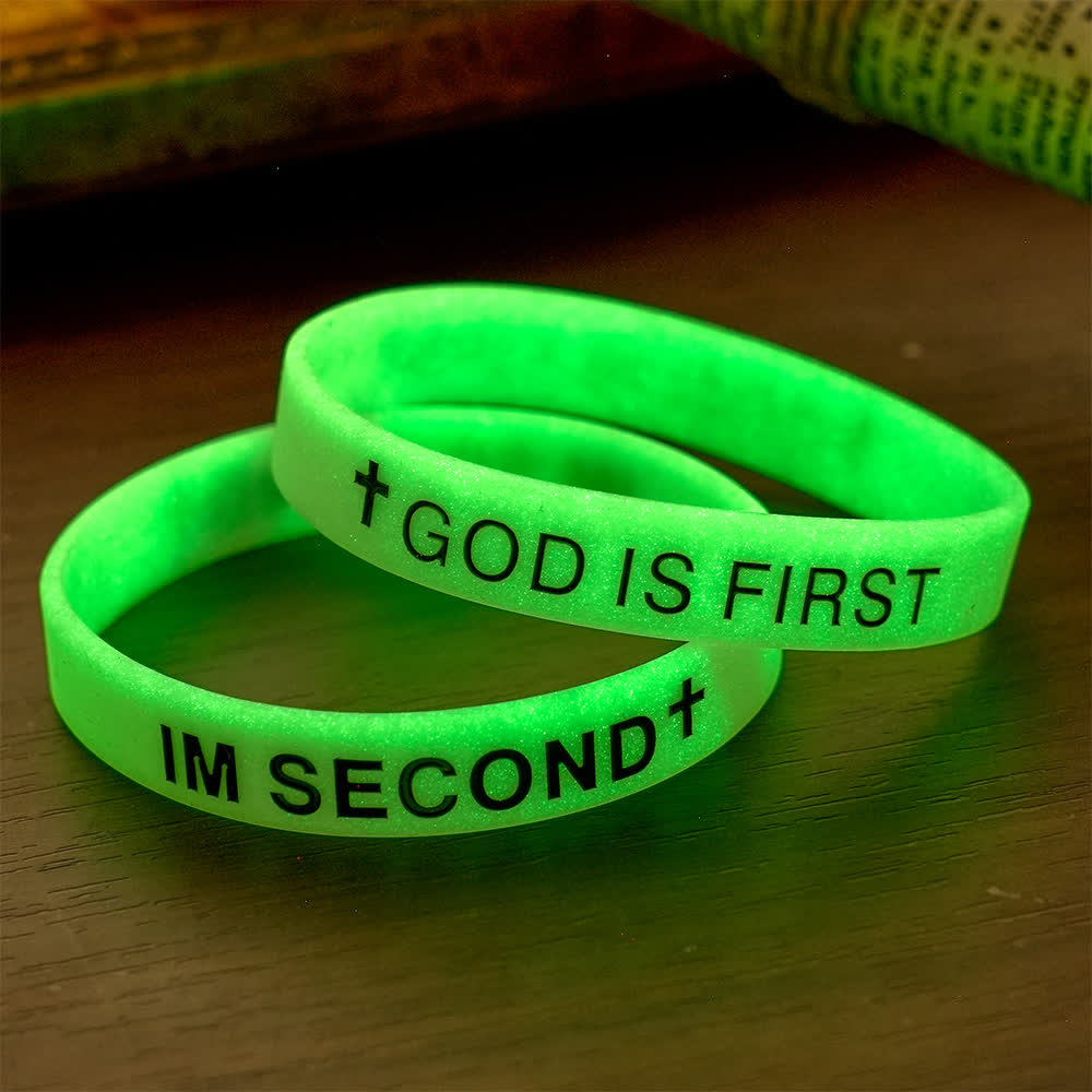 Christianartworkshop Luminous Cross Silicone Wristband With Inspirational Script: Emblem of Humble Sacred Surrender - A - image 0