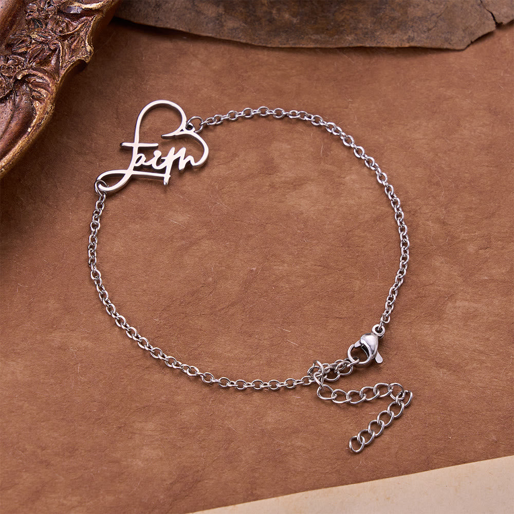 Christianartworkshop Open‑Cut Heart Faith Script Pendant Necklace: Emblem of Enduring Heavenly Hope - Silver - image 0